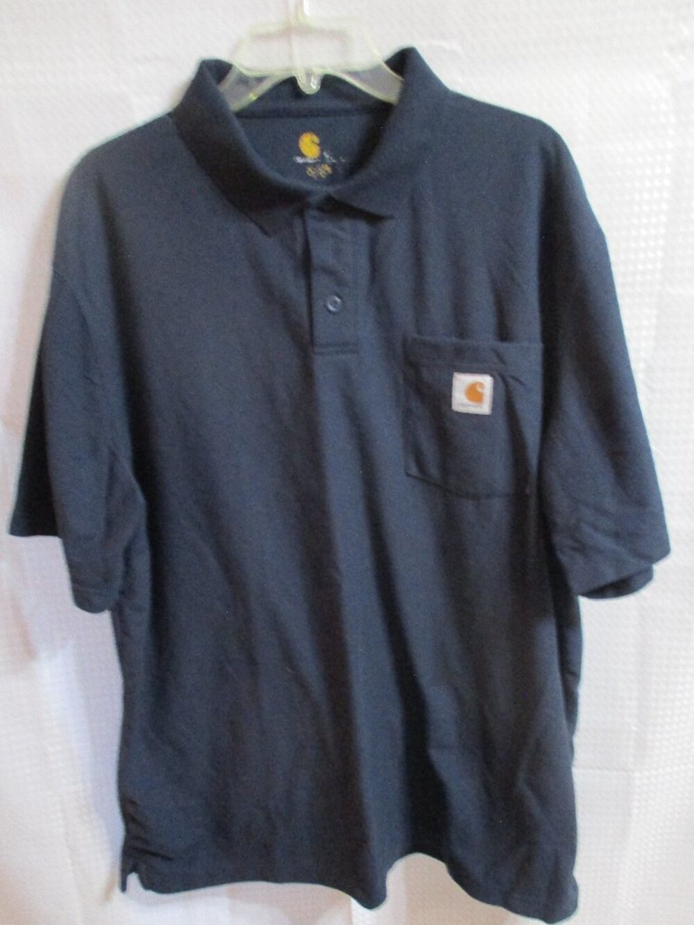 Carhartt Original Fit Short Sleeve Navy Blue Men's Polo Pocket Tee Shirt Sz. 2XL